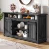 imageYITAHOME 32quot Sideboard Coffee Bar Cabinet Farmhouse Buffet Cabinet with Drawer ampamp Adjustable Storage Shelves Storage Cabinet with Sliding Barn Door for Living Room Dark Rustic Oak63W