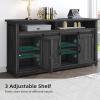 imageYITAHOME 32quot Sideboard Coffee Bar Cabinet Farmhouse Buffet Cabinet with Drawer ampamp Adjustable Storage Shelves Storage Cabinet with Sliding Barn Door for Living Room Dark Rustic Oak63W
