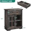 imageYITAHOME 32quot Sideboard Coffee Bar Cabinet Farmhouse Buffet Cabinet with Drawer ampamp Adjustable Storage Shelves Storage Cabinet with Sliding Barn Door for Living Room Dark Rustic Oak32W