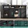 imageYITAHOME 32quot Sideboard Coffee Bar Cabinet Farmhouse Buffet Cabinet with Drawer ampamp Adjustable Storage Shelves Storage Cabinet with Sliding Barn Door for Living Room Dark Rustic Oak63W