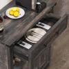 imageYITAHOME 32quot Sideboard Coffee Bar Cabinet Farmhouse Buffet Cabinet with Drawer ampamp Adjustable Storage Shelves Storage Cabinet with Sliding Barn Door for Living Room Dark Rustic Oak32W