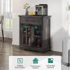 imageYITAHOME 32quot Sideboard Coffee Bar Cabinet Farmhouse Buffet Cabinet with Drawer ampamp Adjustable Storage Shelves Storage Cabinet with Sliding Barn Door for Living Room Dark Rustic Oak32W
