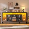 imageYITAHOME 335 Tall TV Stand for 75 inch TV LED Entertainment Center with Storage Black TV Stands for Living Room with Acrylic Doors ampamp Power Outlets Tall TV Console Cabinet WhiteGrey