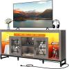 imageYITAHOME 335 Tall TV Stand for 75 inch TV LED Entertainment Center with Storage Black TV Stands for Living Room with Acrylic Doors ampamp Power Outlets Tall TV Console Cabinet WhiteGrey