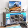 imageYITAHOME 335 Tall TV Stand for 75 inch TV LED Entertainment Center with Storage Black TV Stands for Living Room with Acrylic Doors ampamp Power Outlets Tall TV Console Cabinet WhiteGrey