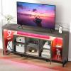 imageYITAHOME 335 Tall TV Stand for 75 inch TV LED Entertainment Center with Storage Black TV Stands for Living Room with Acrylic Doors ampamp Power Outlets Tall TV Console Cabinet WhiteGrey