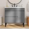 imageYITAHOME 36 Inch Bathroom Vanity with Ceramic Sink Bathroom Cabinet Vanity for Media Space Freestanding Storage Bathroom Vanity with 1 Soft Closing Cabinet ampamp 2 Drawers Natural BrownGrey