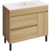 imageYITAHOME 36 Inch Bathroom Vanity with Ceramic Sink Bathroom Cabinet Vanity for Media Space Freestanding Storage Bathroom Vanity with 1 Soft Closing Cabinet ampamp 2 Drawers Natural BrownNatural Brown