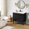 imageYITAHOME 36 Inch Bathroom Vanity with Ceramic Sink Bathroom Cabinet Vanity for Media Space Freestanding Storage Bathroom Vanity with 1 Soft Closing Cabinet ampamp 2 Drawers Natural BrownBlack