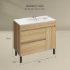 imageYITAHOME 36 Inch Bathroom Vanity with Ceramic Sink Bathroom Cabinet Vanity for Media Space Freestanding Storage Bathroom Vanity with 1 Soft Closing Cabinet ampamp 2 Drawers Natural BrownNatural Brown
