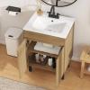 imageYITAHOME 36 Inch Bathroom Vanity with Ceramic Sink Bathroom Cabinet Vanity for Media Space Freestanding Storage Bathroom Vanity with 1 Soft Closing Cabinet ampamp 2 Drawers Natural BrownNatural Brown