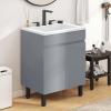 imageYITAHOME 36 Inch Bathroom Vanity with Ceramic Sink Bathroom Cabinet Vanity for Media Space Freestanding Storage Bathroom Vanity with 1 Soft Closing Cabinet ampamp 2 Drawers Natural BrownGrey