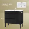 imageYITAHOME 36 Inch Bathroom Vanity with Ceramic Sink Bathroom Cabinet Vanity for Media Space Freestanding Storage Bathroom Vanity with 1 Soft Closing Cabinet ampamp 2 Drawers Natural BrownBlack