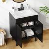 imageYITAHOME 36 Inch Bathroom Vanity with Ceramic Sink Bathroom Cabinet Vanity for Media Space Freestanding Storage Bathroom Vanity with 1 Soft Closing Cabinet ampamp 2 Drawers Natural BrownBlack
