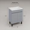 imageYITAHOME 36 Inch Bathroom Vanity with Ceramic Sink Bathroom Cabinet Vanity for Media Space Freestanding Storage Bathroom Vanity with 1 Soft Closing Cabinet ampamp 2 Drawers Natural BrownGrey