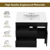 imageYITAHOME 36 Inch Bathroom Vanity with Ceramic Sink Bathroom Cabinet Vanity for Media Space Freestanding Storage Bathroom Vanity with 1 Soft Closing Cabinet ampamp 2 Drawers Natural BrownBlack
