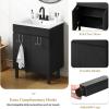 imageYITAHOME 36 Inch Bathroom Vanity with Ceramic Sink Bathroom Cabinet Vanity for Media Space Freestanding Storage Bathroom Vanity with 1 Soft Closing Cabinet ampamp 2 Drawers Natural BrownBlack