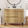 imageYITAHOME 36 Inch Bathroom Vanity with Ceramic Sink Bathroom Cabinet Vanity for Media Space Freestanding Storage Bathroom Vanity with 1 Soft Closing Cabinet ampamp 2 Drawers Natural BrownNatural Brown