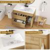 imageYITAHOME 36 Inch Bathroom Vanity with Ceramic Sink Bathroom Cabinet Vanity for Media Space Freestanding Storage Bathroom Vanity with 1 Soft Closing Cabinet ampamp 2 Drawers Natural BrownNatural Brown