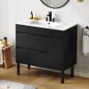 imageYITAHOME 36 Inch Bathroom Vanity with Ceramic Sink Bathroom Cabinet Vanity for Media Space Freestanding Storage Bathroom Vanity with 1 Soft Closing Cabinet ampamp 2 Drawers Natural BrownBlack