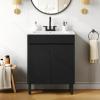 imageYITAHOME 36 Inch Bathroom Vanity with Ceramic Sink Bathroom Cabinet Vanity for Media Space Freestanding Storage Bathroom Vanity with 1 Soft Closing Cabinet ampamp 2 Drawers Natural BrownBlack