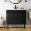imageYITAHOME 36 Inch Bathroom Vanity with Ceramic Sink Bathroom Cabinet Vanity for Media Space Freestanding Storage Bathroom Vanity with 1 Soft Closing Cabinet ampamp 2 Drawers Natural BrownBlack