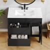 imageYITAHOME 36 Inch Bathroom Vanity with Ceramic Sink Bathroom Cabinet Vanity for Media Space Freestanding Storage Bathroom Vanity with 1 Soft Closing Cabinet ampamp 2 Drawers Natural BrownBlack