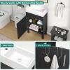 imageYITAHOME 36 Inch Bathroom Vanity with Ceramic Sink Bathroom Cabinet Vanity for Media Space Freestanding Storage Bathroom Vanity with 1 Soft Closing Cabinet ampamp 2 Drawers Natural BrownBlack