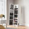 imageYITAHOME 360 Rotating Jewelry Cabinet Armoire 3in1 Jewelry Organizer Free Standing with Higher Full Length MirrorInside Makeup MirrorRear Storage Shelves White