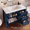 imageYITAHOME 36quot Bathroom Vanity with Sink Set Vintage Bathroom Cabinet Vanity with Resin Basin Extra Large Storage with 2 SoftClosing Doors ampamp 3 Drawers WhiteNavy Blue