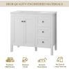 imageYITAHOME 36quot Bathroom Vanity with Sink Set Vintage Bathroom Cabinet Vanity with Resin Basin Extra Large Storage with 2 SoftClosing Doors ampamp 3 Drawers WhiteWhite