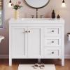 imageYITAHOME 36quot Bathroom Vanity with Sink Set Vintage Bathroom Cabinet Vanity with Resin Basin Extra Large Storage with 2 SoftClosing Doors ampamp 3 Drawers WhiteWhite