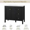 imageYITAHOME 36quot Bathroom Vanity with Sink Set Vintage Bathroom Cabinet Vanity with Resin Basin Extra Large Storage with 2 SoftClosing Doors ampamp 3 Drawers WhiteBlack