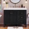 imageYITAHOME 36quot Bathroom Vanity with Sink Set Vintage Bathroom Cabinet Vanity with Resin Basin Extra Large Storage with 2 SoftClosing Doors ampamp 3 Drawers WhiteBlack
