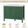 imageYITAHOME 36quot Bathroom Vanity with Sink Set Vintage Bathroom Cabinet Vanity with Resin Basin Extra Large Storage with 2 SoftClosing Doors ampamp 3 Drawers WhiteGreen