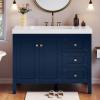 imageYITAHOME 36quot Bathroom Vanity with Sink Set Vintage Bathroom Cabinet Vanity with Resin Basin Extra Large Storage with 2 SoftClosing Doors ampamp 3 Drawers WhiteNavy Blue