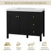 imageYITAHOME 36quot Bathroom Vanity with Sink Set Vintage Bathroom Cabinet Vanity with Resin Basin Extra Large Storage with 2 SoftClosing Doors ampamp 3 Drawers WhiteBlack
