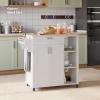 imageYITAHOME 37quot Rolling Kitchen Island Cart with Storage Butcher Block Island on Wheels Mobile Kitchen Storage Carts with Shelves ampamp Spice Rack WhiteWhite