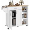 imageYITAHOME 37quot Rolling Kitchen Island Cart with Storage Butcher Block Island on Wheels Mobile Kitchen Storage Carts with Shelves ampamp Spice Rack WhiteWhite