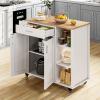 imageYITAHOME 37quot Rolling Kitchen Island Cart with Storage Butcher Block Island on Wheels Mobile Kitchen Storage Carts with Shelves ampamp Spice Rack WhiteWhite