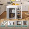 imageYITAHOME 37quot Rolling Kitchen Island Cart with Storage Butcher Block Island on Wheels Mobile Kitchen Storage Carts with Shelves ampamp Spice Rack WhiteWhite