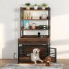 imageYITAHOME 39quot Dog Crate Furniture with Wheels Heavy Duty Wood Dog Cage Table with DoubleDoors ChewResistant Farmhouse Decorative Wooden Dog Kennel Indoor for Large and Medium Dogs GreyRustic BrownDrawers