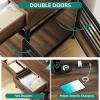 imageYITAHOME 39quot Dog Crate Furniture with Wheels Heavy Duty Wood Dog Cage Table with DoubleDoors ChewResistant Farmhouse Decorative Wooden Dog Kennel Indoor for Large and Medium Dogs GreyRustic BrownDrawers