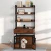 imageYITAHOME 39quot Dog Crate Furniture with Wheels Heavy Duty Wood Dog Cage Table with DoubleDoors ChewResistant Farmhouse Decorative Wooden Dog Kennel Indoor for Large and Medium Dogs GreyRustic BrownDrawers