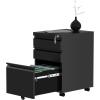 imageYITAHOME 3Drawer Mobile File Cabinet with Lock Office Storage Filing Cabinet for LegalLetter Size PreAssembled Metal File Cabinets Except Wheels Under Desk BlackBlack