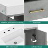 imageYITAHOME 40 Inch Floating Vanity with 2 Doors ampamp 2 Drawers Wall Mounted Bathroom Vanity with Quartz Stone Countertop ampamp Oak Veneer Big Space Storage for Modern Bathroom BlackGrey