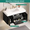 imageYITAHOME 40 Inch Floating Vanity with 2 Doors ampamp 2 Drawers Wall Mounted Bathroom Vanity with Quartz Stone Countertop ampamp Oak Veneer Big Space Storage for Modern Bathroom BlackBlack