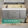 imageYITAHOME 40 Inch Floating Vanity with 2 Doors ampamp 2 Drawers Wall Mounted Bathroom Vanity with Quartz Stone Countertop ampamp Oak Veneer Big Space Storage for Modern Bathroom BlackGrey