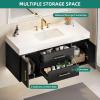 imageYITAHOME 40 Inch Floating Vanity with 2 Doors ampamp 2 Drawers Wall Mounted Bathroom Vanity with Quartz Stone Countertop ampamp Oak Veneer Big Space Storage for Modern Bathroom BlackBlack