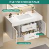 imageYITAHOME 40 Inch Floating Vanity with 2 Doors ampamp 2 Drawers Wall Mounted Bathroom Vanity with Quartz Stone Countertop ampamp Oak Veneer Big Space Storage for Modern Bathroom BlackWhite